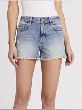 Current/Elliott blue denim Jean shorts size 28 women raw hem 100% cotton